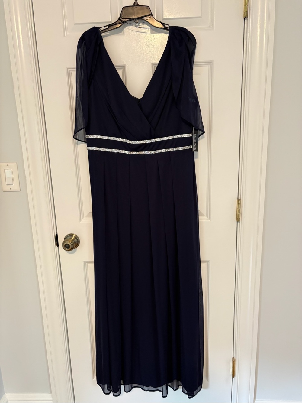 R&M Richards Navy gown with attached cape